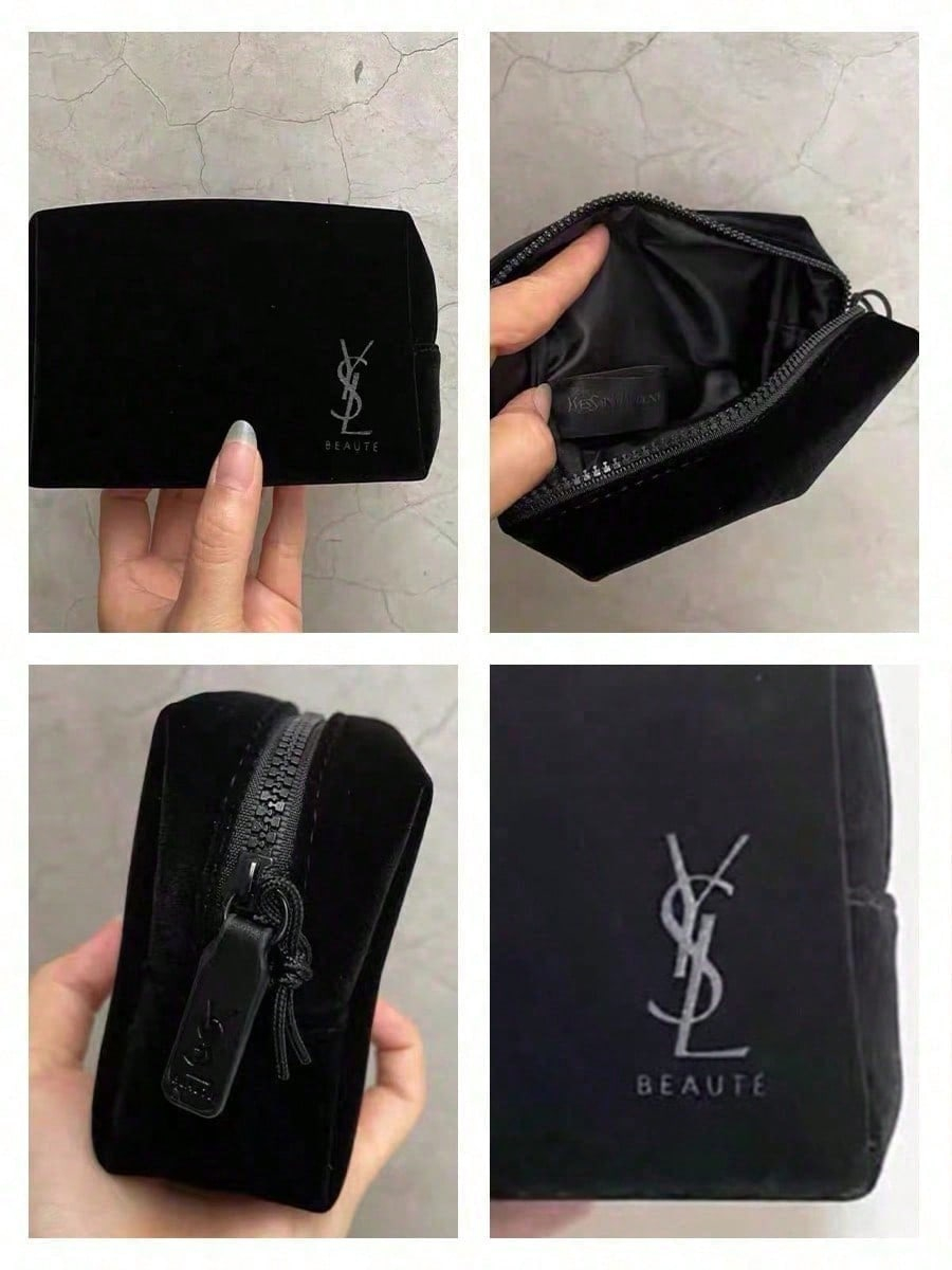 Women Bags Ysl - YSL Women Black Velvet Gold Logo