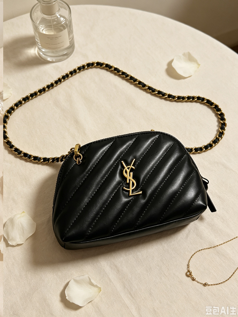 YSL Black Striped Leather Shel - Women Bags Ysl 评论和价格