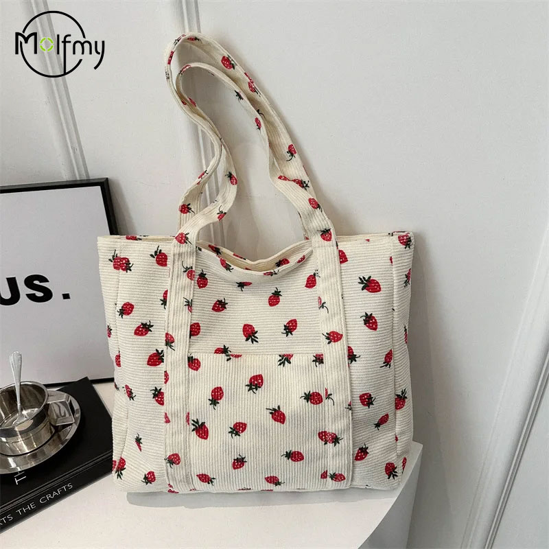 Corduroy Handbag Strawberries  - Women Bags Low Price 评论和价格