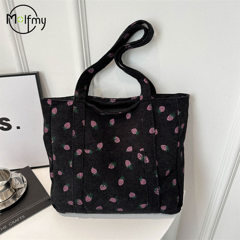 Corduroy Handbag Strawberries  - Women Bags Low Price 评论和价格
