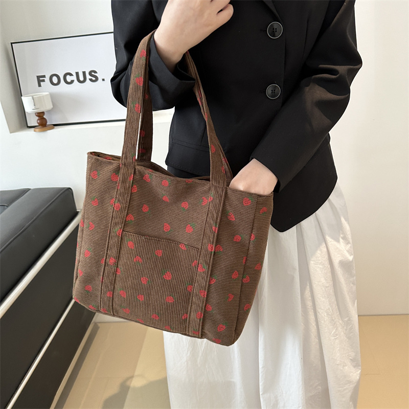 Corduroy Handbag Strawberries  - Women Bags Low Price 评论和价格