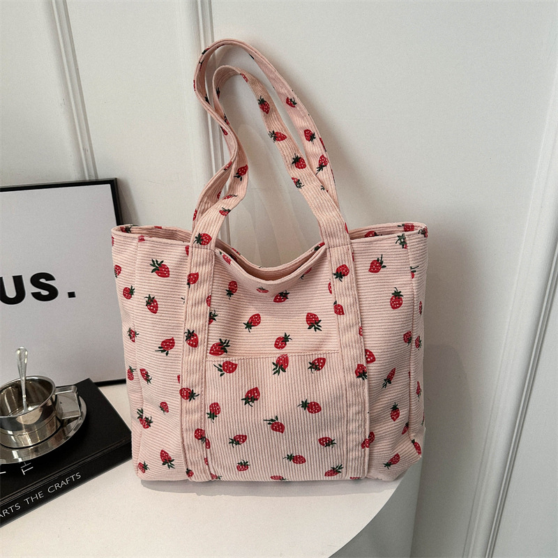 Corduroy Handbag Strawberries  - Women Bags Low Price 评论和价格