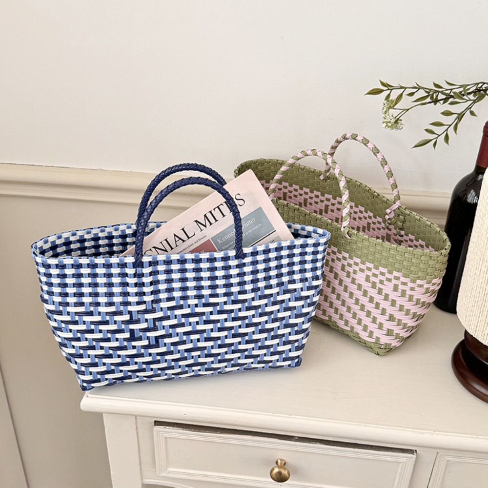 Cute PVC Handbag Weave Bag Lar - Women'S Bags Holiday 评论和价格